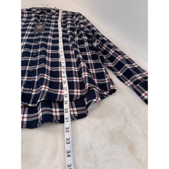 New Report Collection Men's Size S Navy & White Plaid Button-Up Flannel Shirt - Picture 4 of 12
